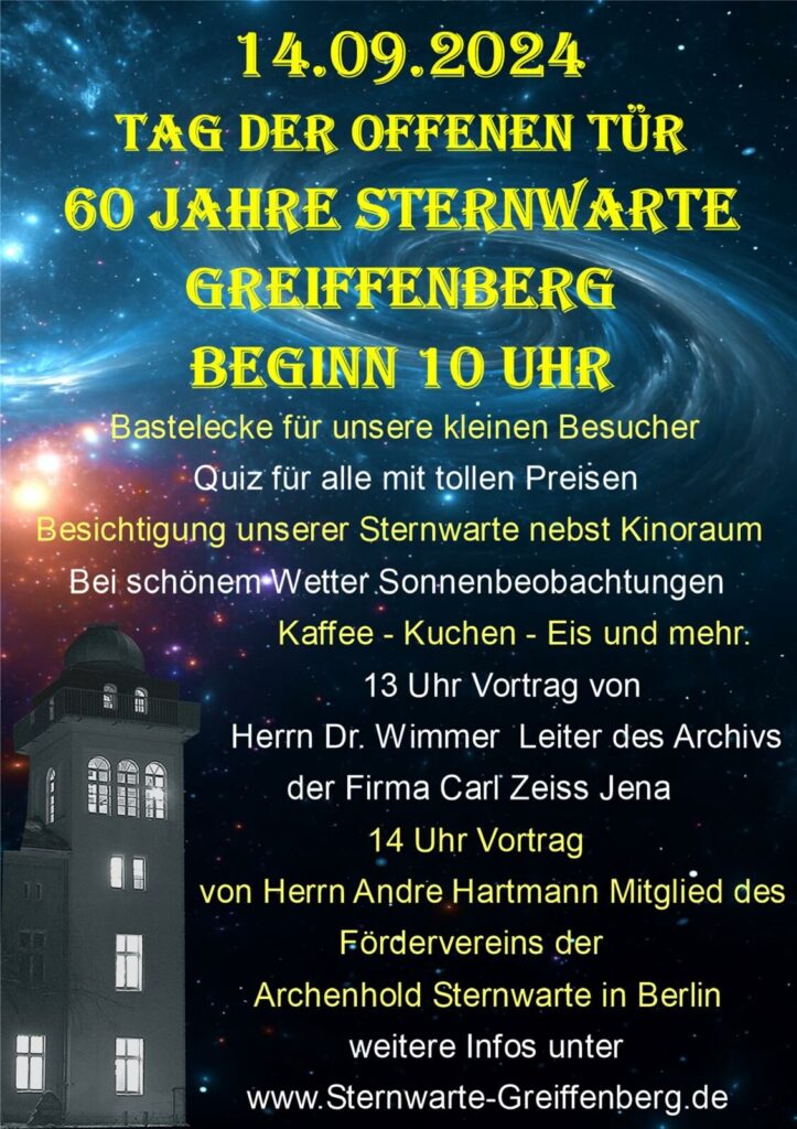 Flyer Tag der offenen Tür Sternwarte Greiffenberg, Foto: Torsten Peters, Lizenz: Torsten Peters